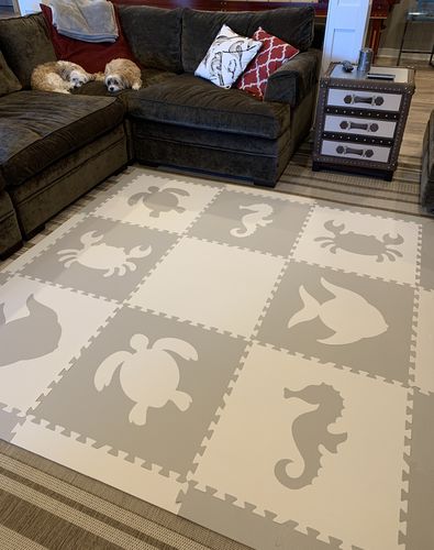 Customer photo review of SoftTiles Sea Animals Kids Foam Play Mat (6.5 x 6.5 feet) Light Gray and White