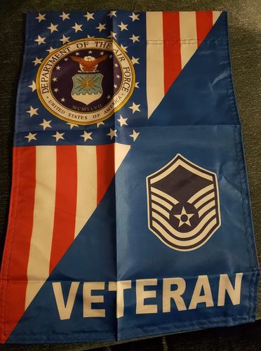 Customer photo review of US Airforce Rank Air Force Veteran Garden Flag Double-sided Print
