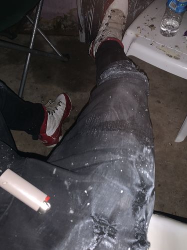 Customer photo review of FASHION PAINT SPLATTER RIPPED JEANS