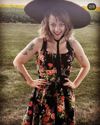 Customer photo review of PRE ORDER  - Ingenue Dress in Black Vintage Floral Print - Vixen by Micheline Pitt
