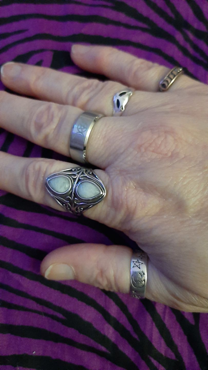 Customer photo review of Natural Rainbow Moonstone Ring