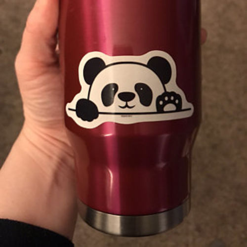 Customer photo review of Cute Panda Wall Decals, Funny Black White Light Switch Sticker Vinyl Wall Laptop Decal Cute Waterbottle Car Bumper Aesthetic Label Mural