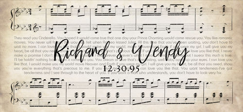 Customer photo review of Custom Name and Sheet Music Canvas - Ready to Hang
