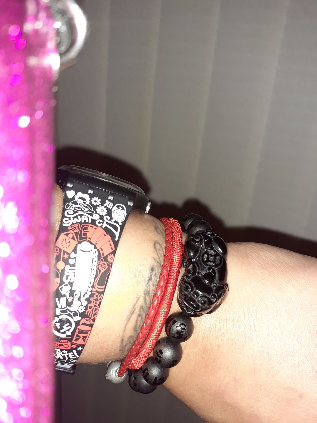 Customer photo review of 6 Words Pixiu Wealth Mantra Obsidian Bracelet