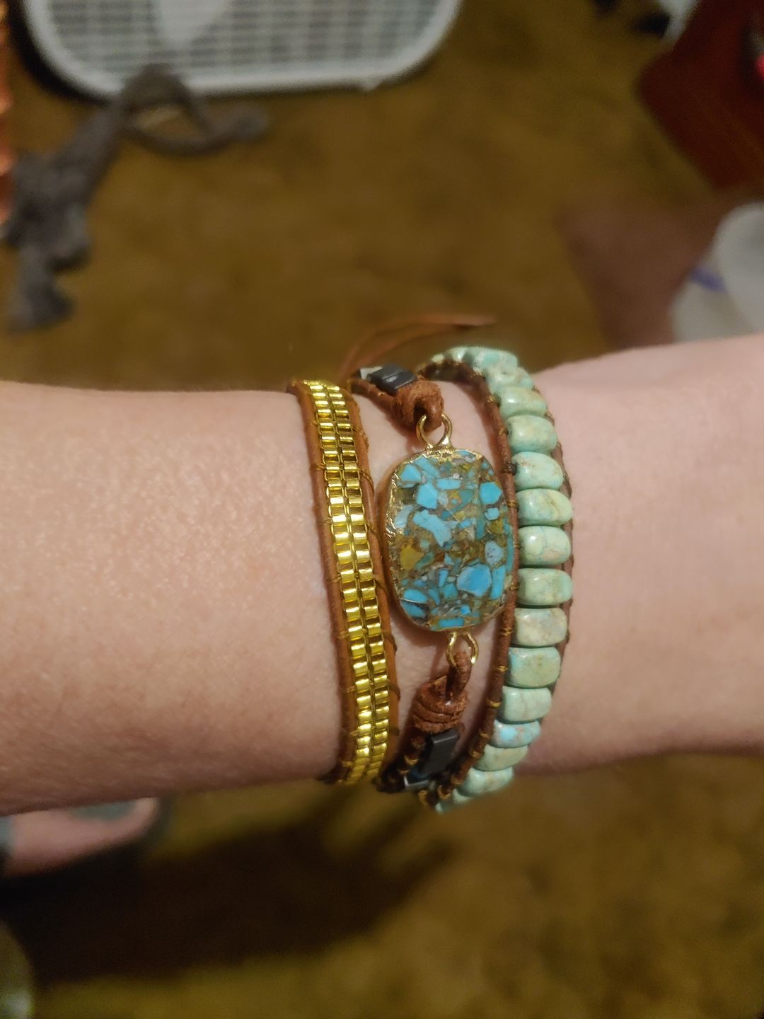 Customer photo review of Turquoise Calming Energy Wrap Bracelet