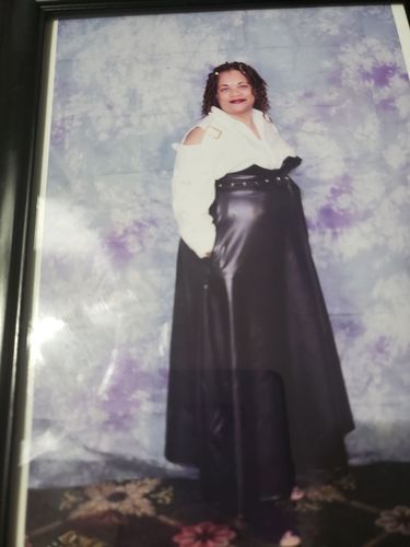 Customer photo review of High-Waist Belted PU Skirt