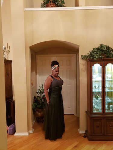 Customer photo review of High-Waist Belted PU Skirt