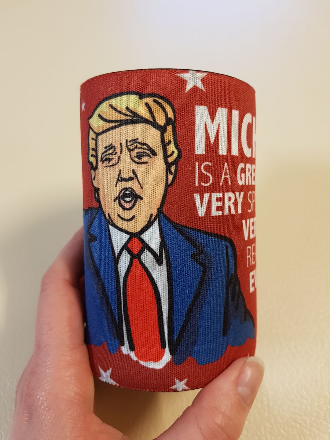 Customer photo review of Trump Approves Your Dad 👌 - Personalised Stubby Holder