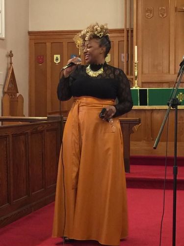 Customer photo review of High-Waist Belted PU Skirt