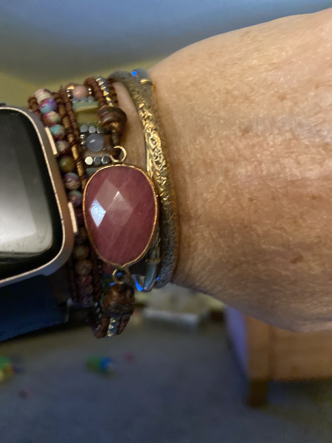 Customer photo review of Healing Rhodochrosite Wrap Bracelet