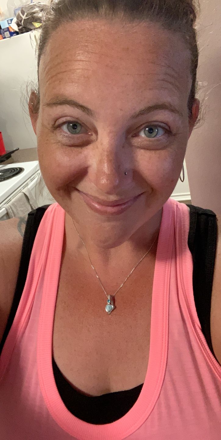 Customer photo review of Larimar Trinity Necklace