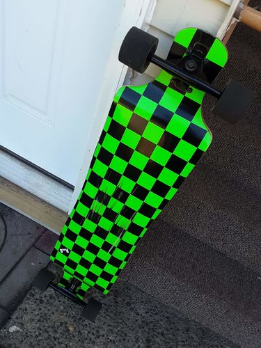 Customer photo review of Punked Lowrider Longboard Complete - Checker Green