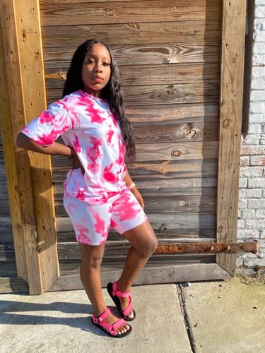 Customer photo review of Ensemble t-shirt et short oversize tye and dye