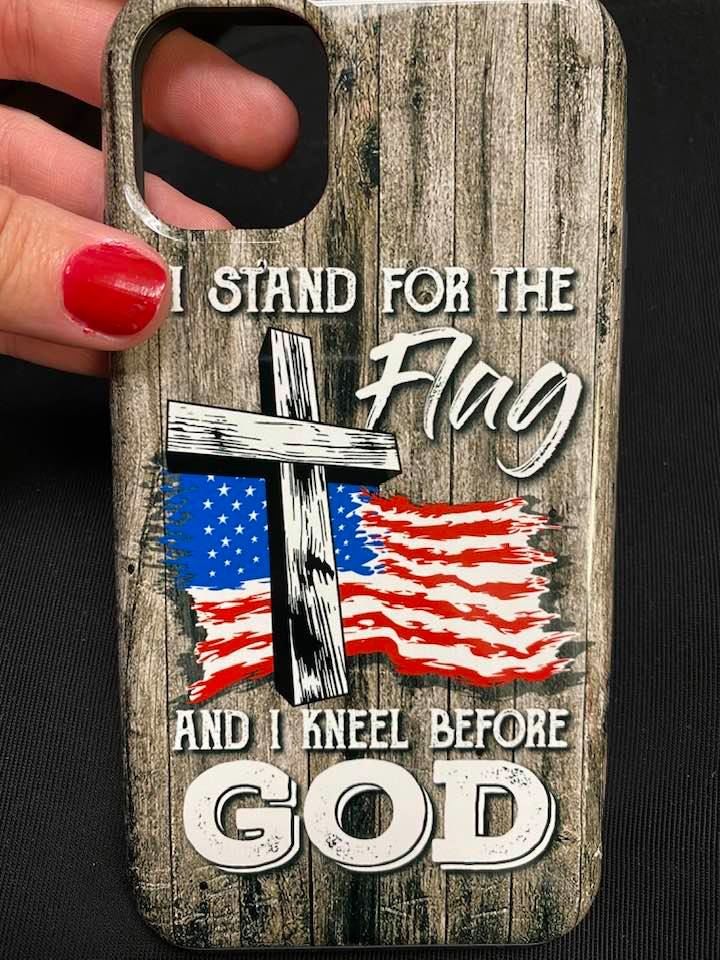 Customer photo review of I stand for the flag and I kneel before God phone case