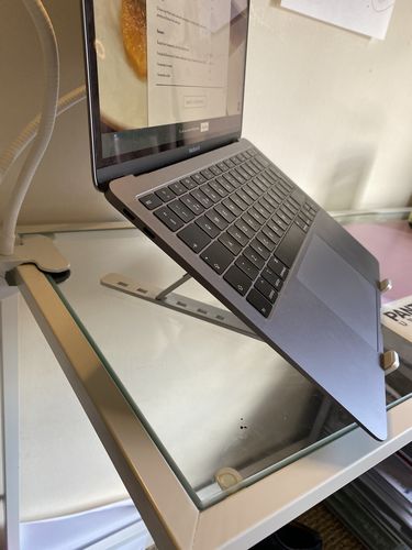 Customer photo review of Laptop Stand | Aluminium, Portable & Foldable