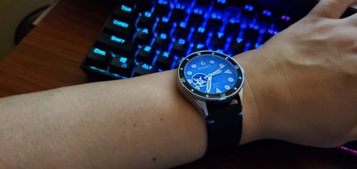 Customer photo review of Aquacy Hei Matau Cave Diver Open Heart Men's Automatic 200M Blue Mother of Pearl Dive Watch CD.38.BLMOP.B.L