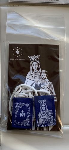 Customer photo review of Premium Brown Scapular, Blue & White Rose