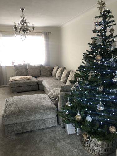 Customer photo review of BISHOP LUXE CHENILLE U-SHAPE CORNER SOFA - SILVER FOX