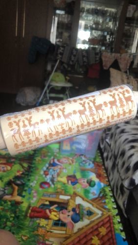 Customer photo review of Rouleau a Patisserie en bois avec motif de Noel