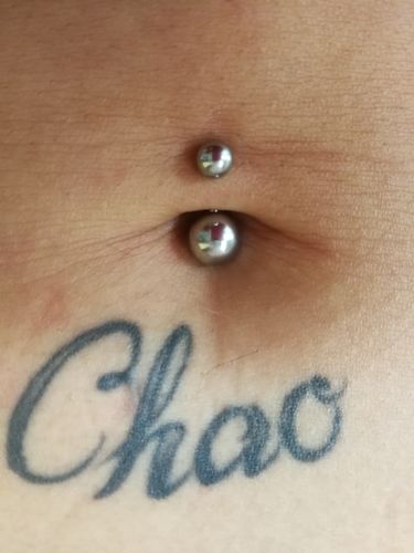 Customer photo review of The Classique. 100% FINEST Surgical Steel Bananabell Belly Bar