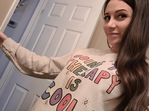 Customer photo review of Going To Therapy Is Cool! -- Sweatshirt