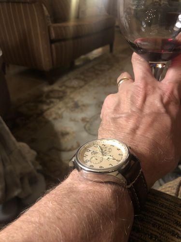 Customer photo review of R6753 - Our Spitfire R6753 Tribute - Stainless Steel, Polished Finish, Beige Dial, Brown Leather Band