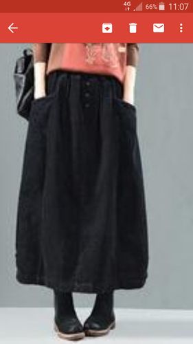 Customer photo review of Plus Size - Elastic Waist Calf Length Winter Corduroy Skirt