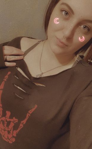 Customer photo review of 152 - Red Regret Wide Neck Hoodie