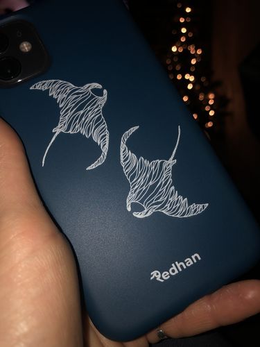 Customer photo review of Eco Friendly iPhone 11 Phone Case - Flowing Rays in Navy Blue