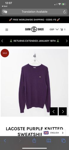Customer photo review of lacoste purple knitted sweatshirt m