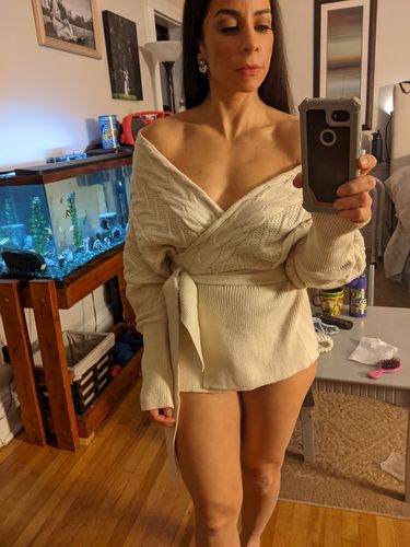 Customer photo review of Karine Knit Wrap Sweater