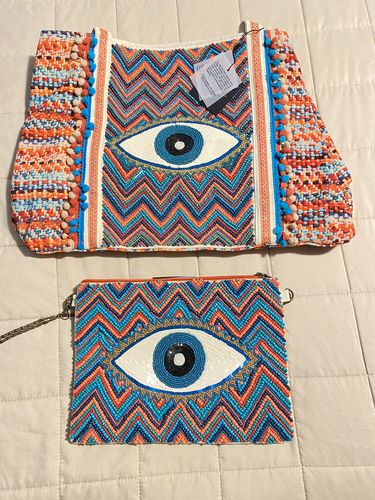 Customer photo review of Evil Eye Good Luck Clutch with Removable Crossbody Chain