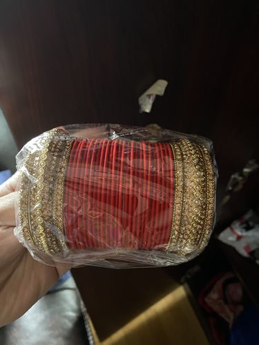 Customer photo review of Rhinestone & Matte Red Bangles