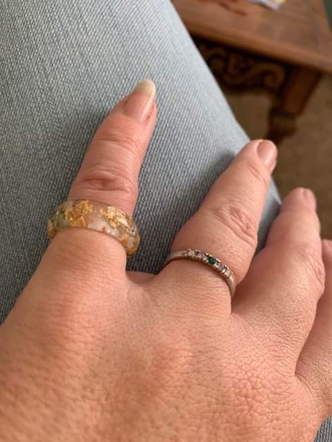 Customer photo review of Yellow Flower Ring with Cremains