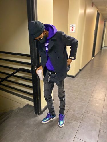 Customer photo review of Biker Knee Skinny Fit Denim Black Wash (MS-13095)