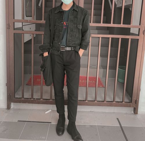 Customer photo review of Chelsea Boots Cap Toe - Suede Black With Black Cap (Crepe Sole)