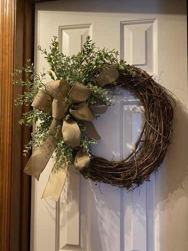 Customer photo review of Deluxe Home Sweet Home Grapevine Wreath Kit WK-008