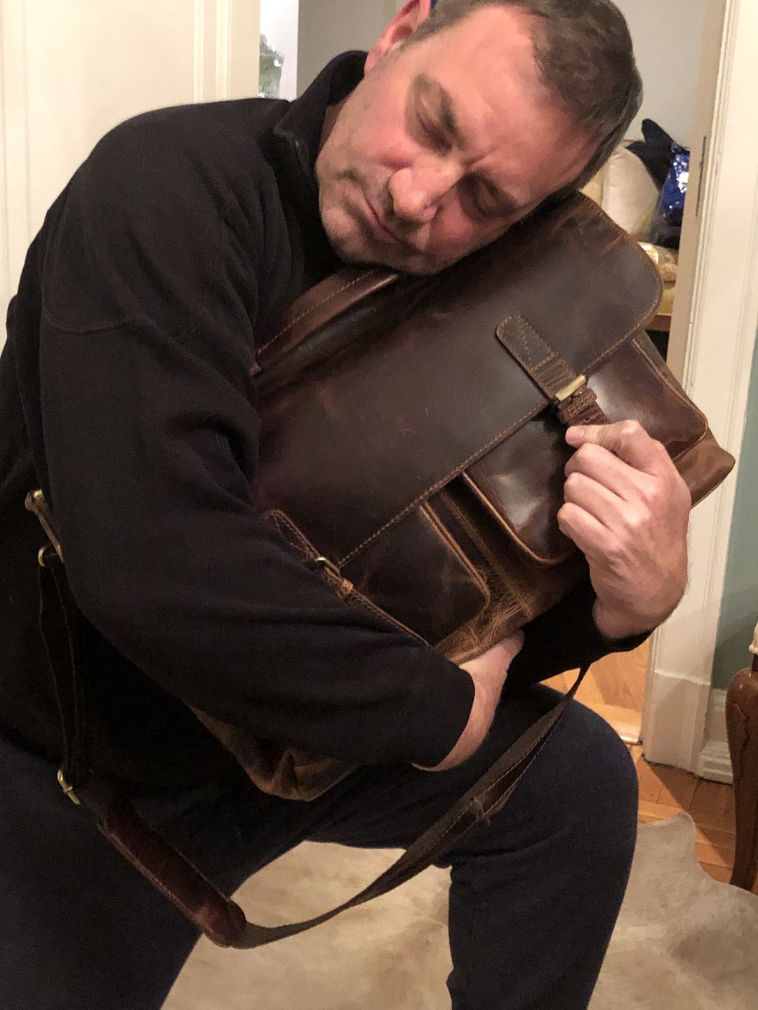 Customer photo review of Full Grain Vintage Buffalo Leather Bag