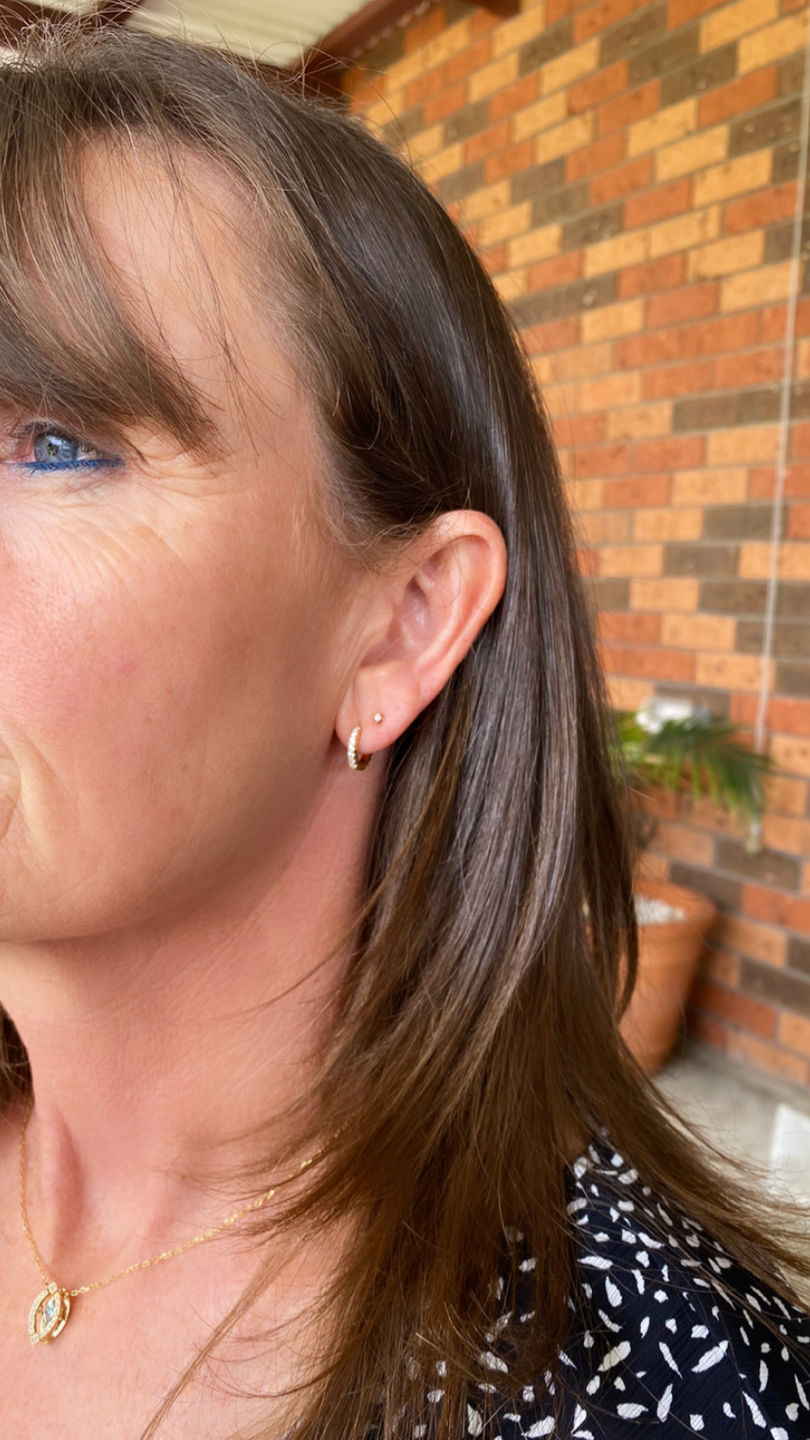 Customer photo review of White Stone Hoops