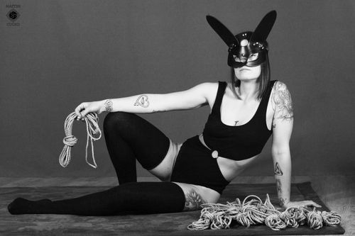 Customer photo review of Bunny Bondage Mask