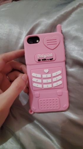 Customer photo review of Retro Phone iPhone Case Pink