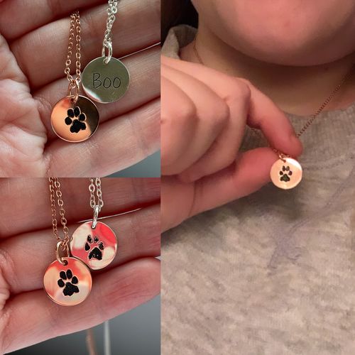 Customer photo review of Double-Sided Custom Paw Necklace