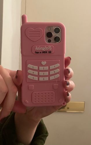 Customer photo review of Retro Phone iPhone Case Pink