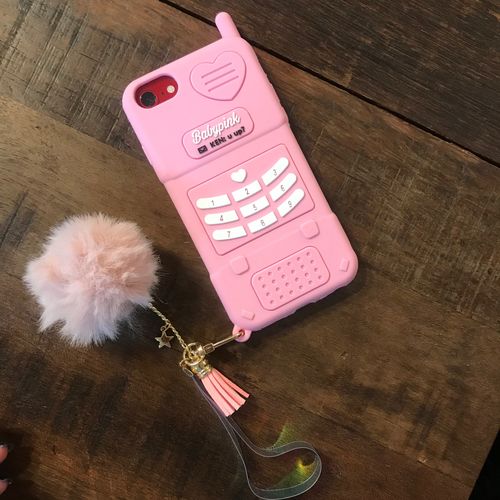 Customer photo review of Retro Phone iPhone Case Pink