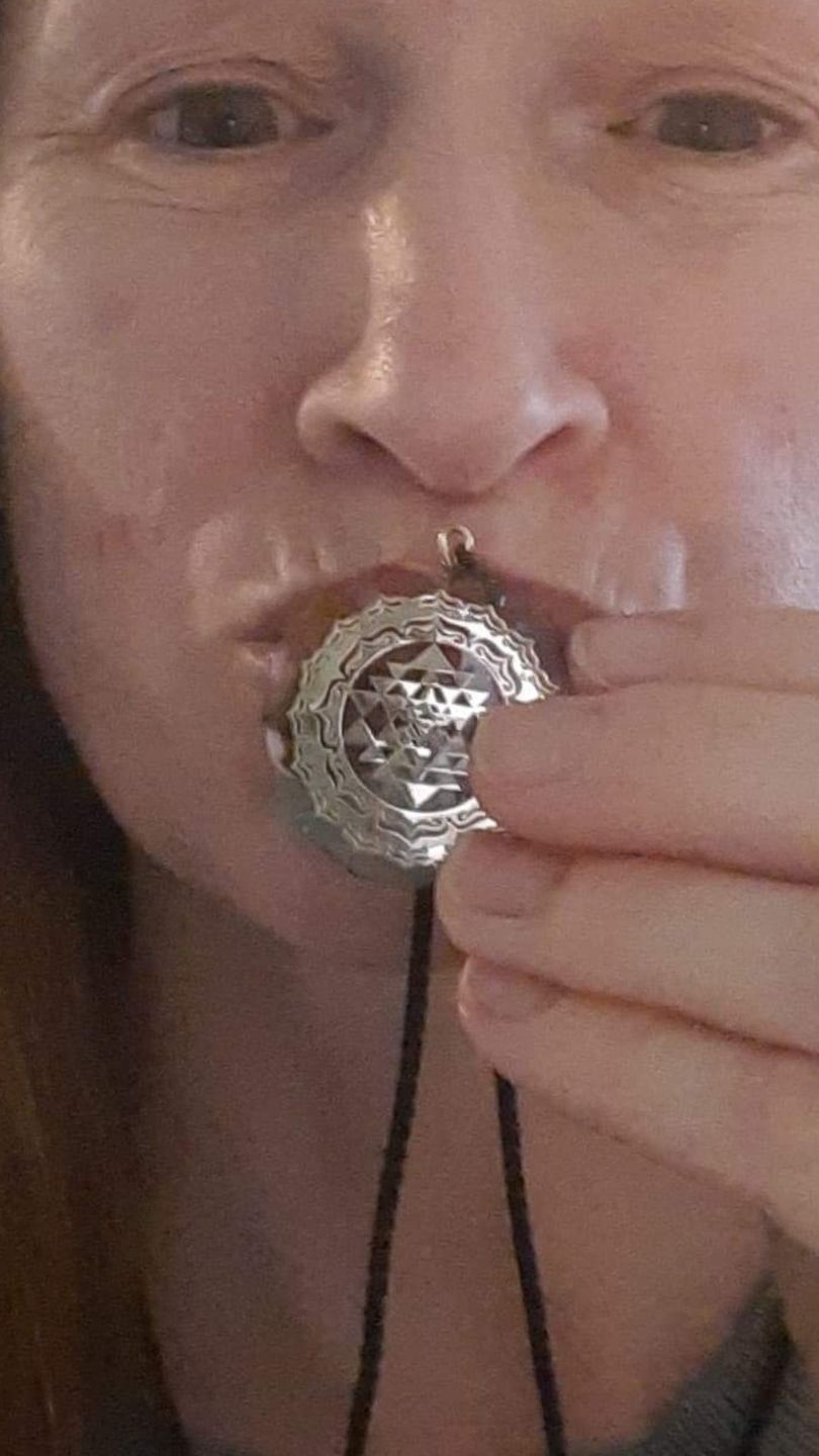 Customer photo review of Sacred Sri Yantra Orgonite Chakra Necklace