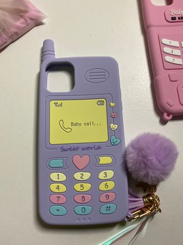 Customer photo review of Retro Phone iPhone Case Purple