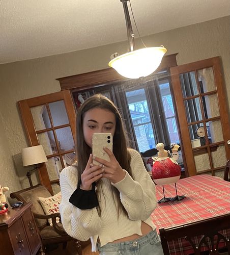 Customer photo review of The Clara Turtle Neck Top in White