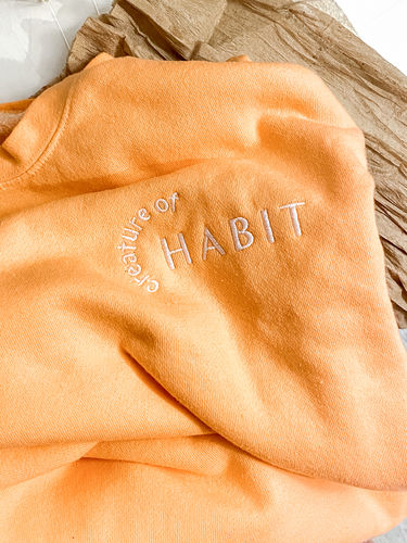 Customer photo review of creature of habit crewneck