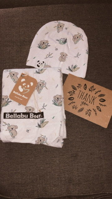 Customer photo review of Bamboo Swaddle & Beanie Set
