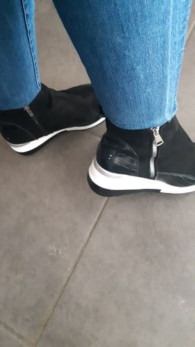 Customer photo review of Suede High Top Platform Shoes